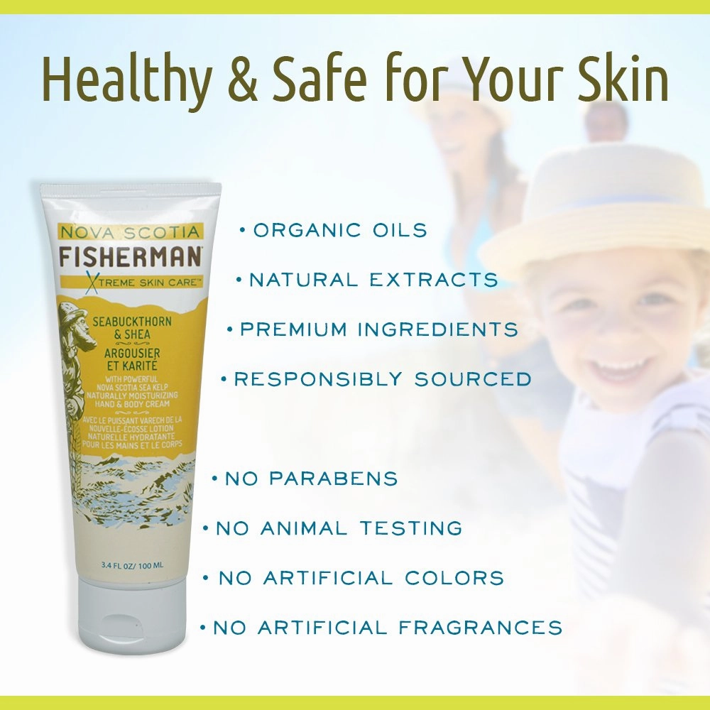 Hand and Body Cream, Naturally Moisturizing, Vegan Friendly, with Nova Scotia Sea Kelp, No Artificial Ingredients, Plant-Based Body Care (Seabuckthorn and Shea, 3.4 oz.)