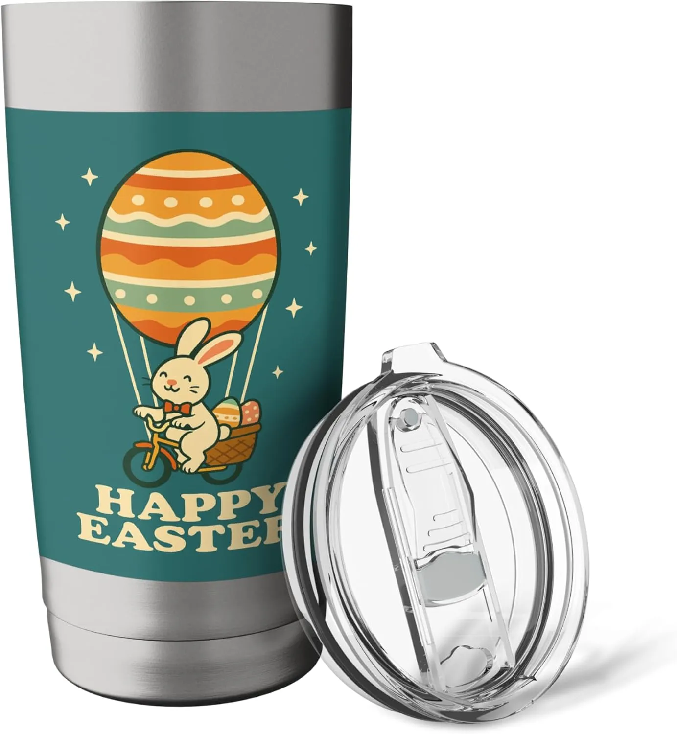 Happy Easter – Bunny with Egg Hot Air Balloon Adventure Stainless Steel Insulated Tumbler