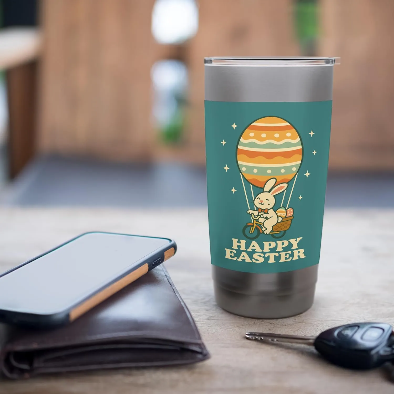 Happy Easter – Bunny with Egg Hot Air Balloon Adventure Stainless Steel Insulated Tumbler