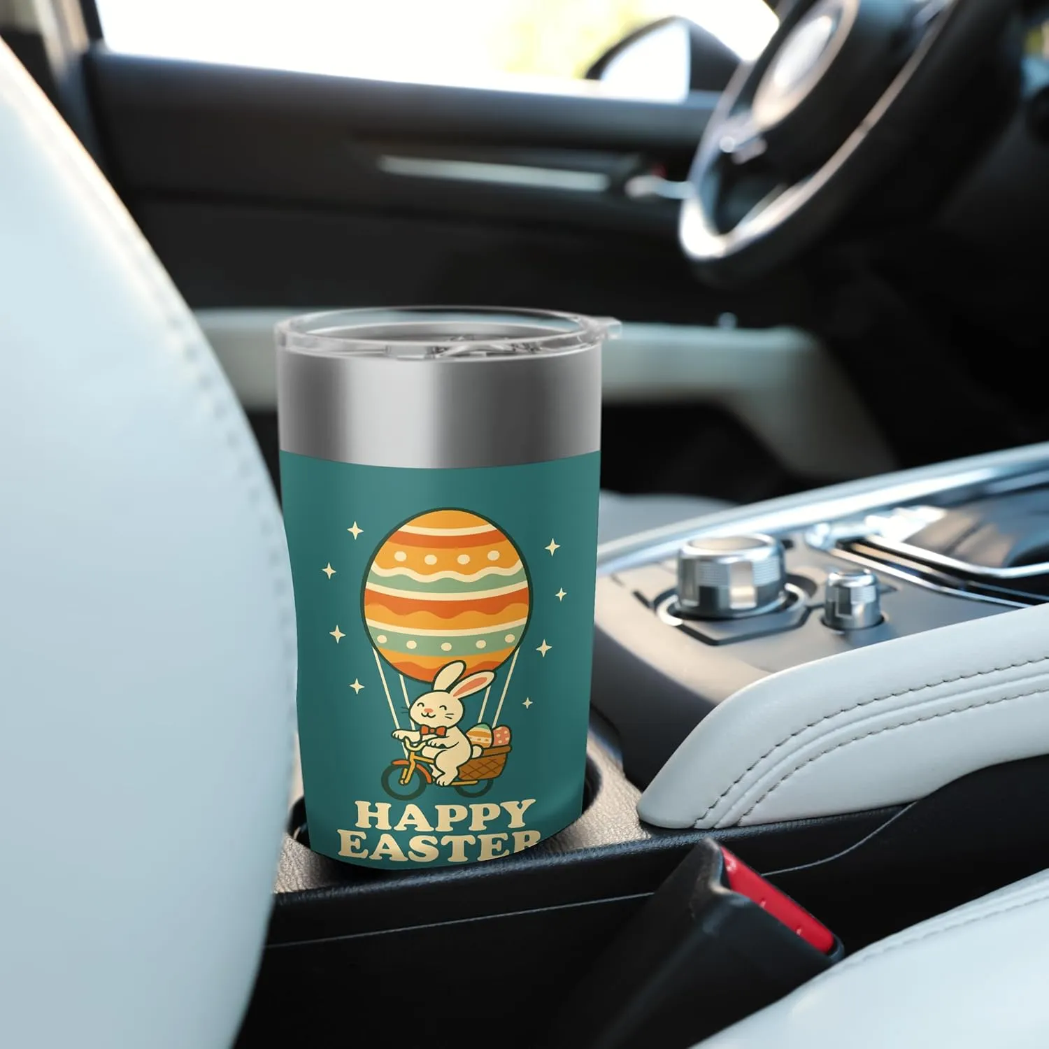 Happy Easter – Bunny with Egg Hot Air Balloon Adventure Stainless Steel Insulated Tumbler