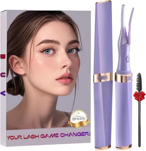 Heated Eyelash Curler - 2 in 1 Clip-Type Eye lash Curler - Electric Eyelash Curler Rechargeable for 24H Long Lasting, 3 Heating Modes, 8S Fast Heating, Makeup Tool Gifts for Women Girls, Purple BA