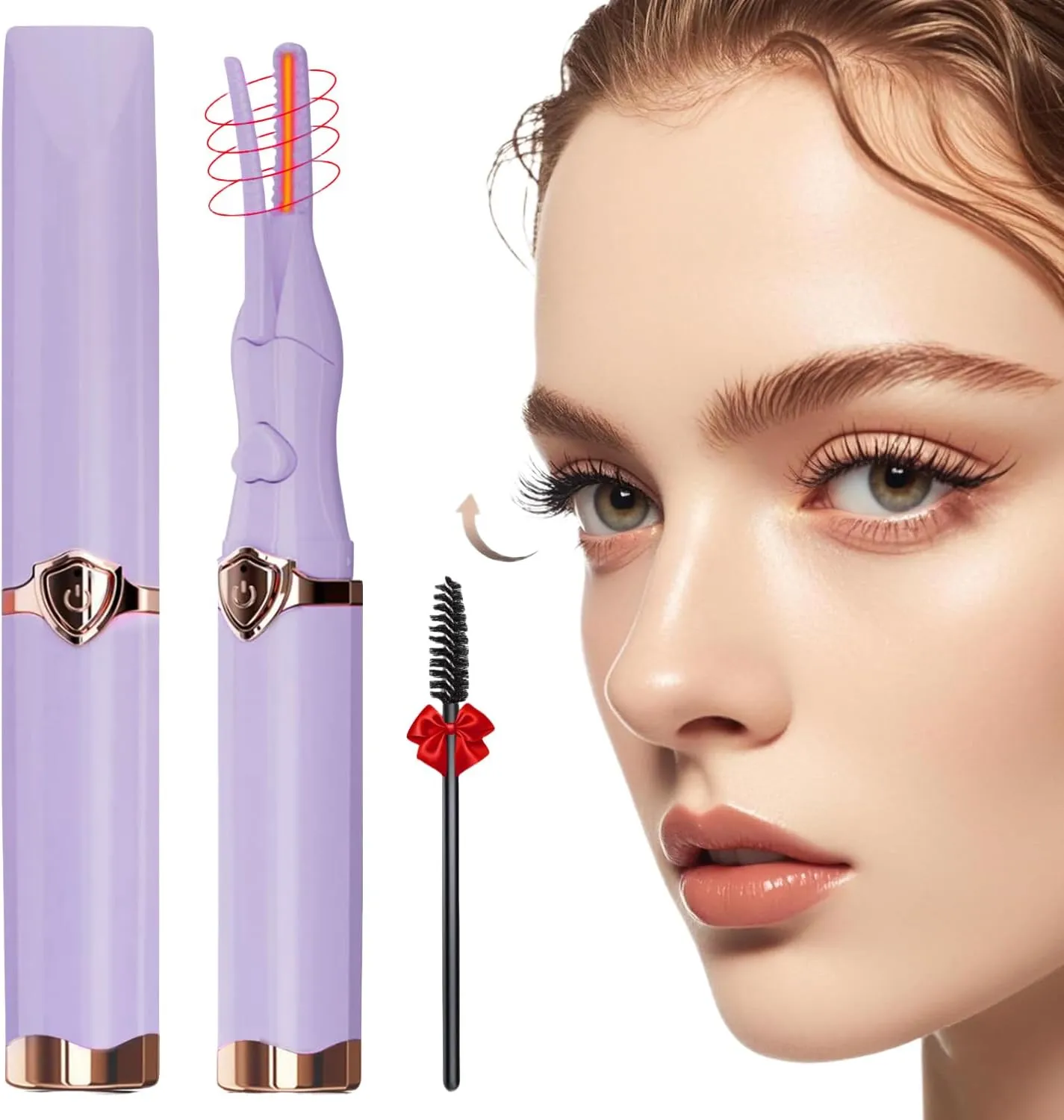 Heated Eyelash Curler - Fast Heat up in 8s - 3 Heat Modes with USB Rechargeable - Electric Eyelash Curler - Natural Curling 24 Hours Long Lasting - Anti-Burn Eyelid, Purple CB