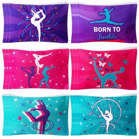 Hillban 18 Pcs Gymnastics Party Bags Gifts Gymnastics Team Makeup Toiletry Cosmetic Bags with Zipper for Women Teens Coach Gift Birthday Party Decorations