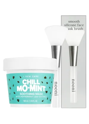 I DEW CARE Wash Off Face Mask - Chill Mo Mint, 3.38 Oz   Soft Silicone Face Mask Brush Bundle