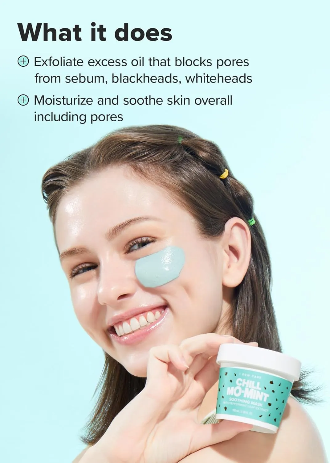 I DEW CARE Wash Off Face Mask - Chill Mo-Mint | Soothing Mask with Peppermint Leaf Extract, Korean Face Mask Skin Care for Face, 3.38 Oz