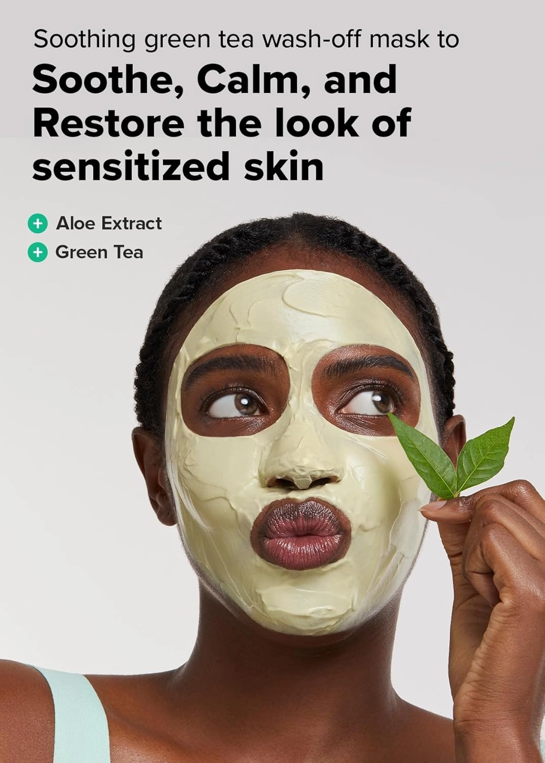 I DEW CARE Wash-Off Mask - Matcha Mood | Korean Facial Soothing Green Tea Skincare for Dry and Sensitized Skin, Korean Face Mask Skin Care for Face, 3.38 Oz