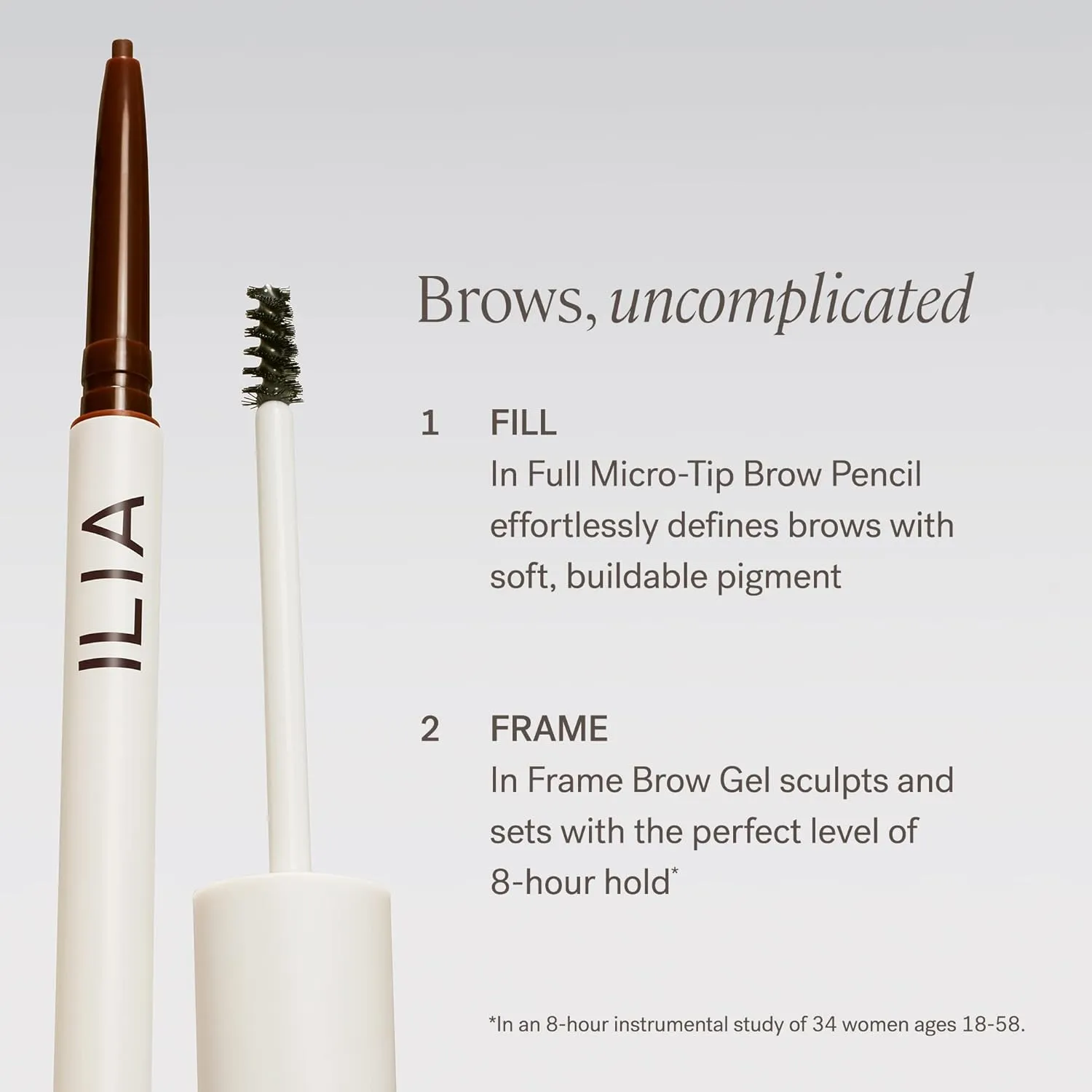 ILIA - In Full Micro-Tip Brow Pencil with Spoolie | Buildable Pigment, Fade-Resistant | Safe for Sensitive Eyes, Fragrance   Silicone-Free | Non-Toxic, Vegan, Cruelty-Free, Clean Makeup (Soft Black)