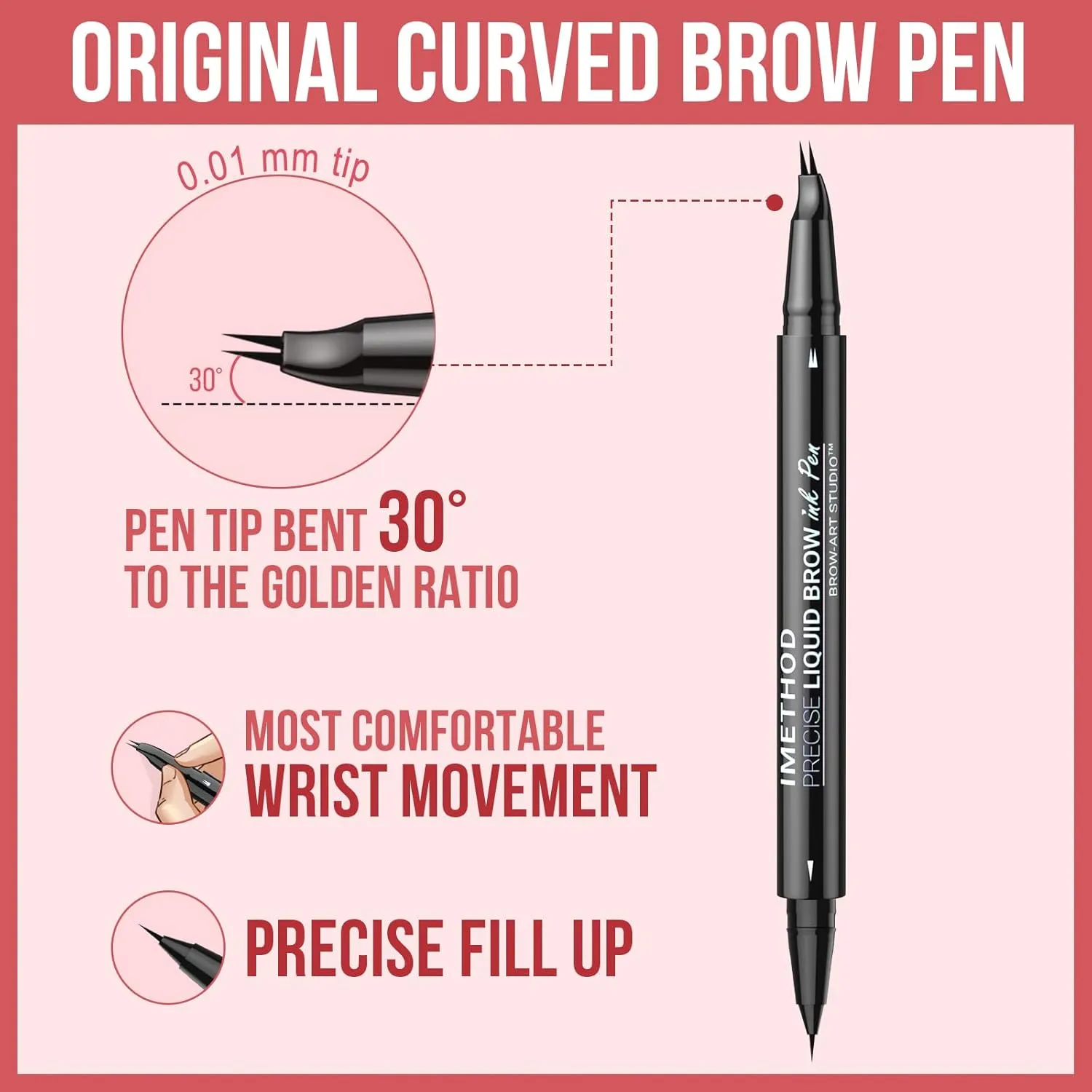 iMethod Curved Eyebrow Pen - Eyebrow Pencil, Brow Pencil 2-in-1 Dual-Ended Microblading Eyebrow Pen with Micro-Fork-Tip and Precise Brush-Tip Create Natural Hair-Like Brows, Last All-Day, Blonde