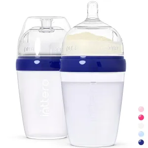 Inttero 9oz Formula Dispenser Anti-Colic Baby Bottles - 2 Pack/Medium Flow - Modern Blue — Everyday Baby Essential — Formula Bottle — Biberones para Bebes — PopYummy Mixie — Easy Baby Brezz