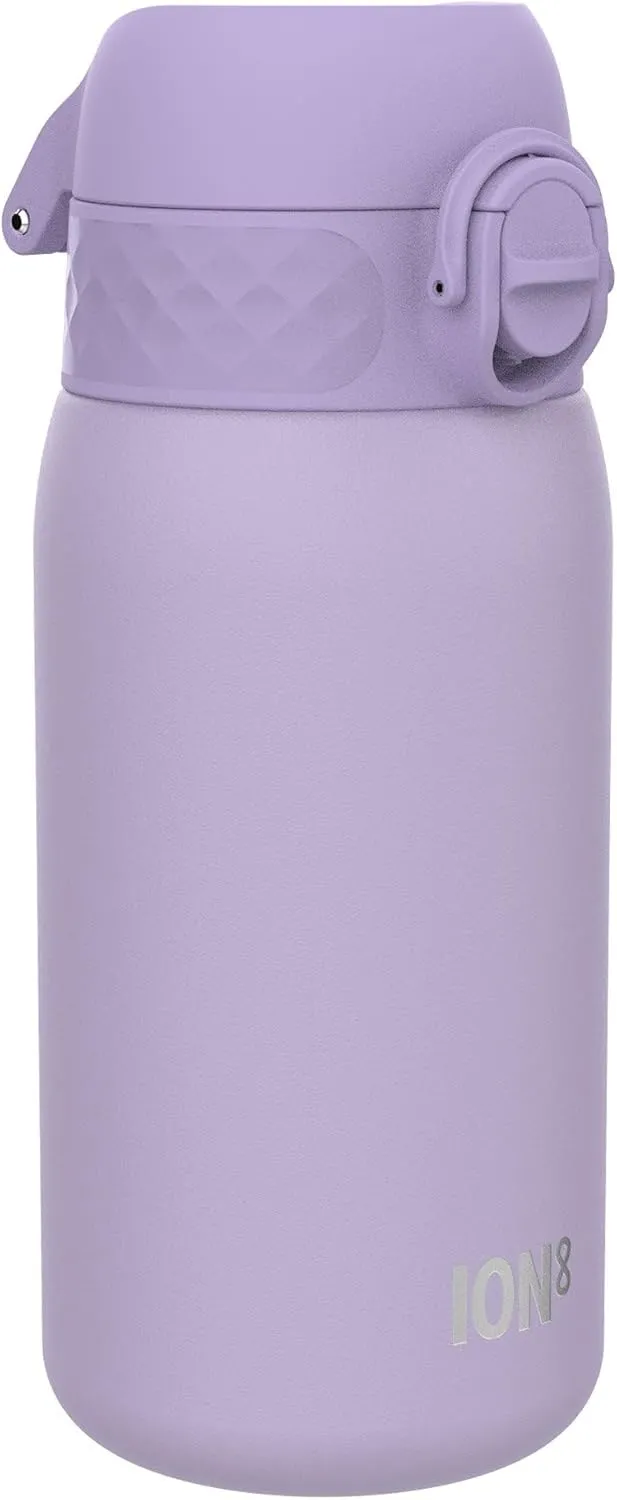 ION8 Insulated Steel Water Bottle, 320 ml/11 oz, Leak Proof, Easy to Open, Secure Lock, Dishwasher Safe, Carry Handle, Hygienic Flip Cover, Scratch Resistant, Durable Stainless Steel, Light Purple