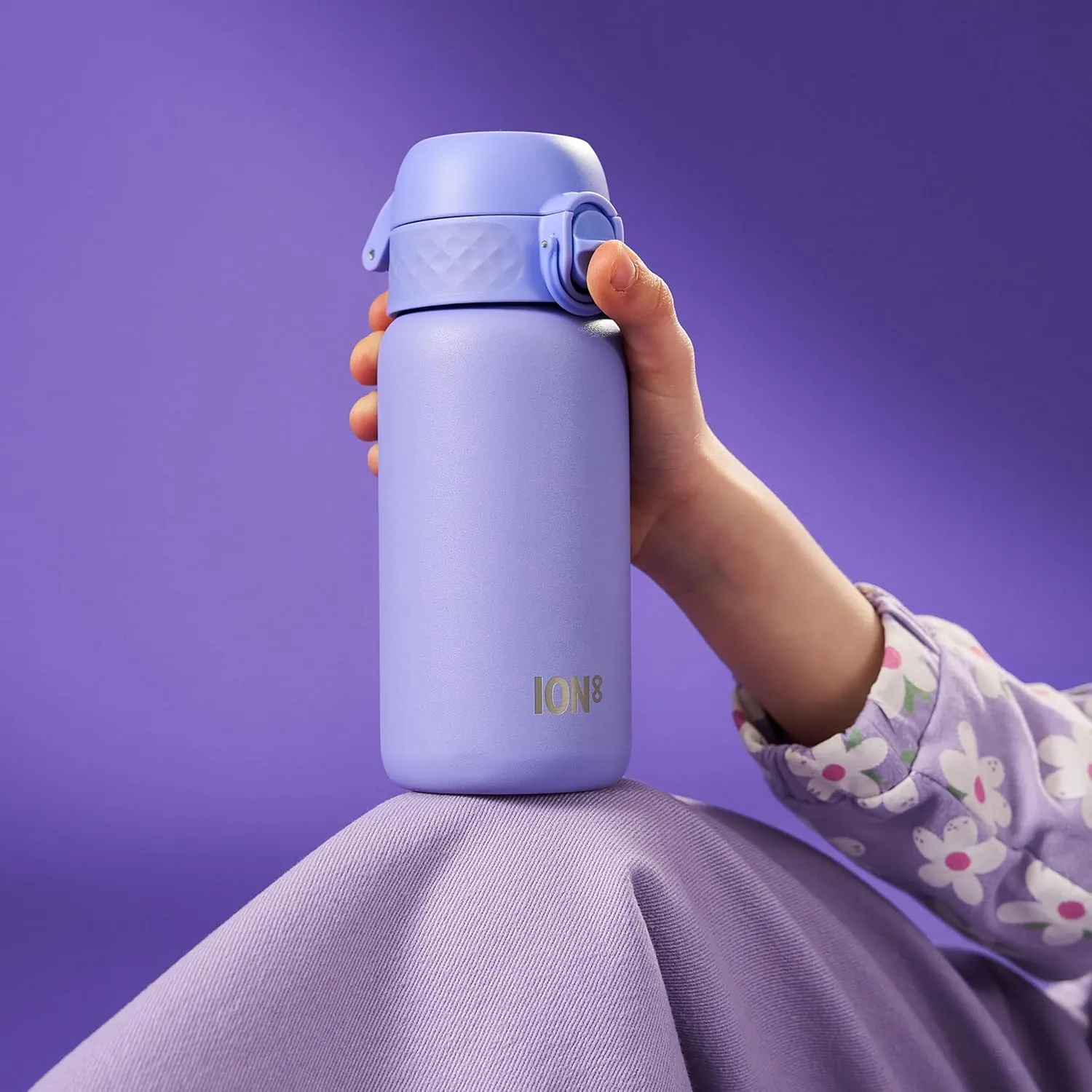 ION8 Insulated Steel Water Bottle, 320 ml/11 oz, Leak Proof, Easy to Open, Secure Lock, Dishwasher Safe, Carry Handle, Hygienic Flip Cover, Scratch Resistant, Durable Stainless Steel, Light Purple
