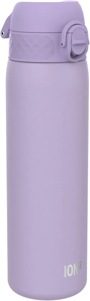 ION8 Vacuum Insulated Steel Water Bottle, 500 ml/18 oz, Leak Proof, Easy to Open,Secure Lock, Dishwasher Safe, Fits Cup Holders, Carry Handle, Scratch Resistant, Durable Stainless Steel, Light Purple