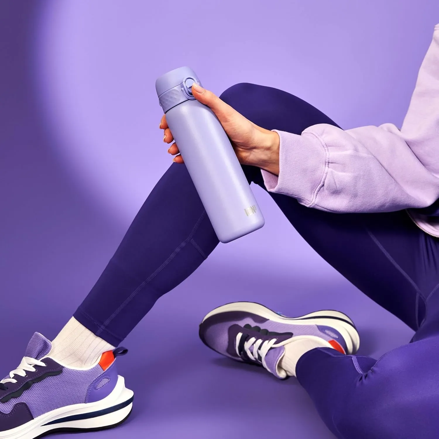ION8 Vacuum Insulated Steel Water Bottle, 500 ml/18 oz, Leak Proof, Easy to Open,Secure Lock, Dishwasher Safe, Fits Cup Holders, Carry Handle, Scratch Resistant, Durable Stainless Steel, Light Purple