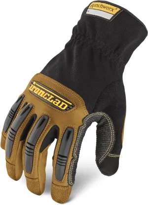 Ironclad Ranchworx Work Gloves RWG2, Premier Leather Work Glove, Performance Fit, Durable, Machine Washable, (1 Pair), RWG2-04-L,Brown/Black