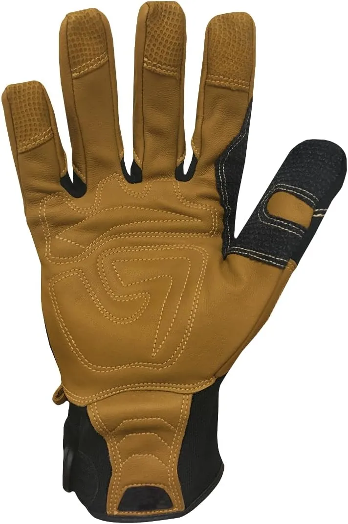 Ironclad Ranchworx Work Gloves RWG2, Premier Leather Work Glove, Performance Fit, Durable, Machine Washable, (1 Pair), RWG2-04-L,Brown/Black