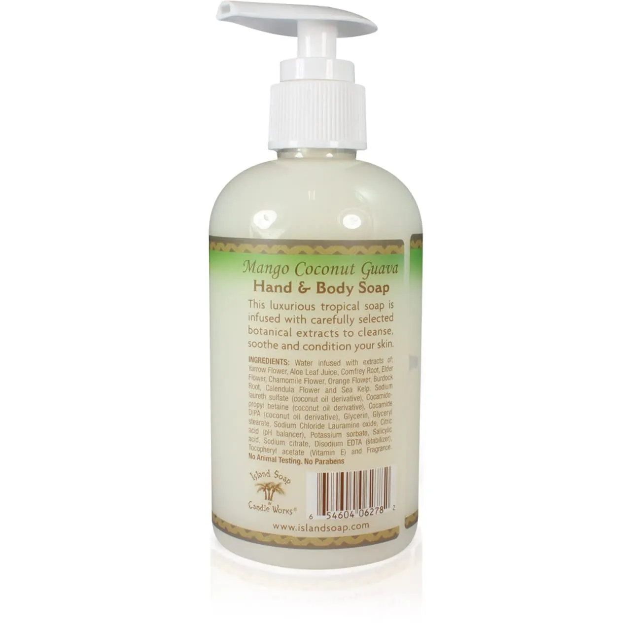 Island Soap & Candle Works Botanical Liquid Hand Soap - Vegan Hand Soap for Men and Women - Luxury Skincare for Bathroom - Hawaiian Gifts for Sensitive Skin - Mango Coconut Guava - 8.5 Ounce Bottle