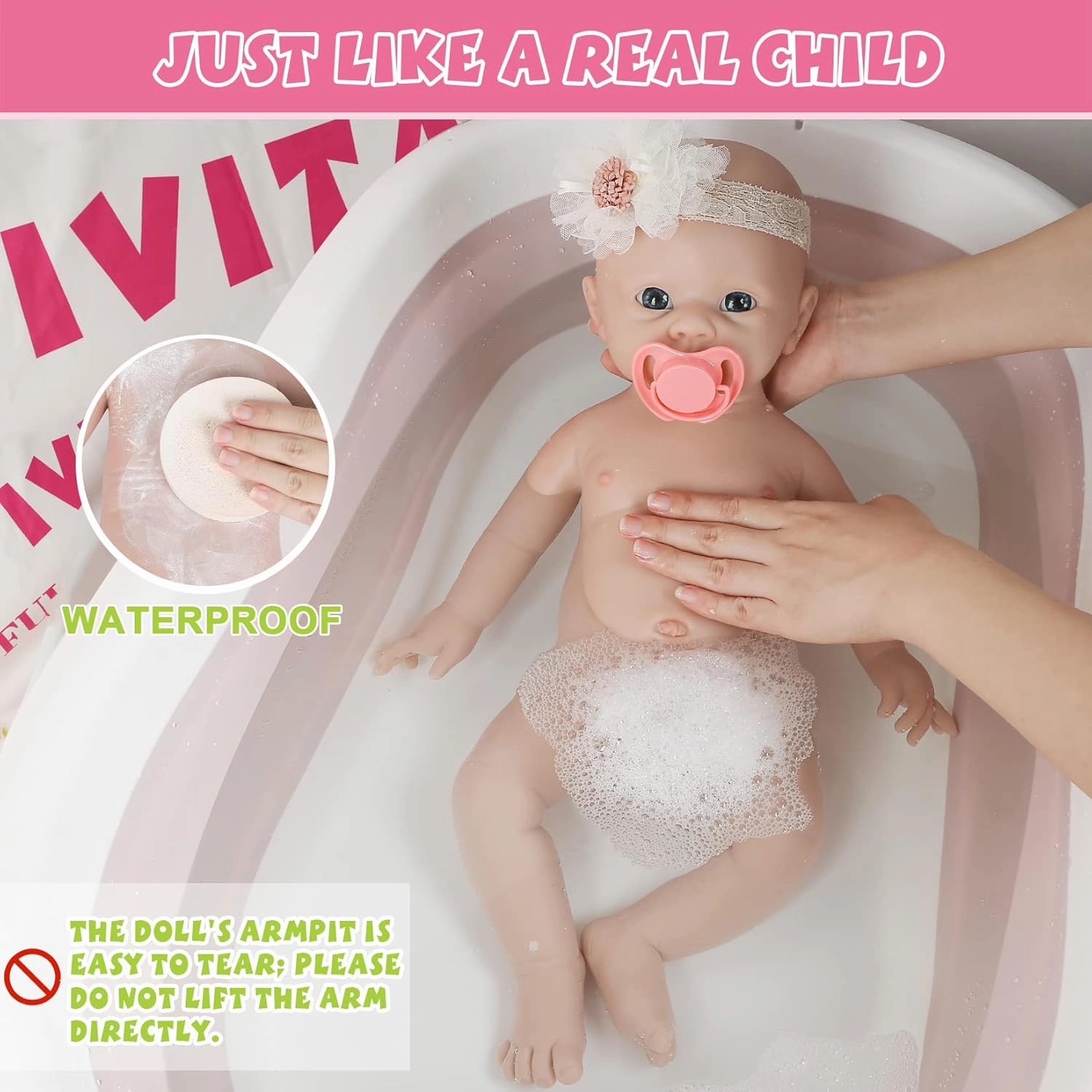 IVITA 20 inch Reborn Silicone Baby Dolls Girl Lifelike Real Newborn Real Life Babies for Kids Ages 3  Best Birthday Present Stress-Relief Toy