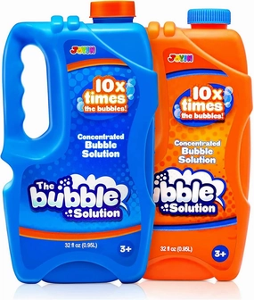 JOYIN 2 Bottles Bubbles Refill Solutions 64 oz (up to 5 Gallon), Concentrated Solution for Bubble Machine, Gun, Wand Refill Fluid Summer, Easter Toys(Orange Blue)
