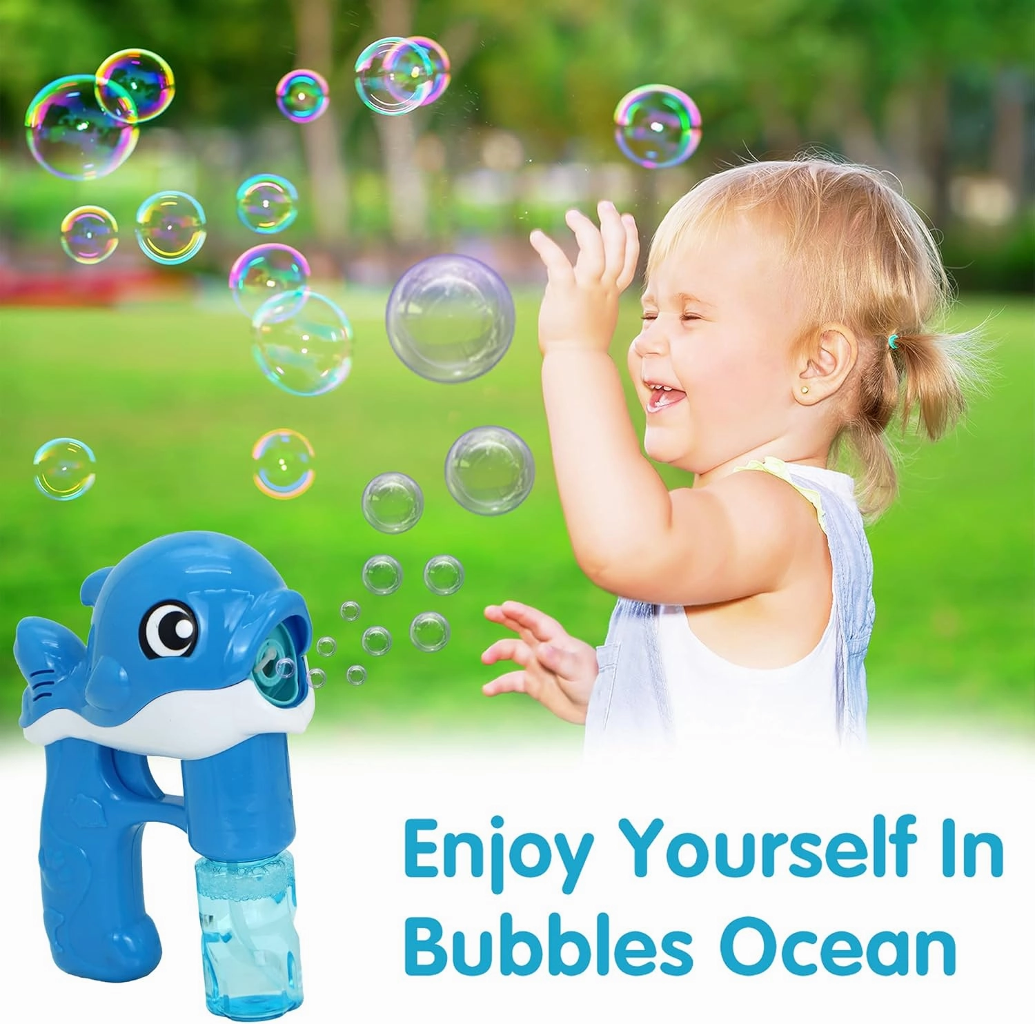 JOYIN 2 Bubble Guns Kit, Whale Automatic Bubble Maker Blower Machine with 4 Solutions for Kids, Party Favors, Summer Toy, Birthday, Outdoor & Indoor Activity