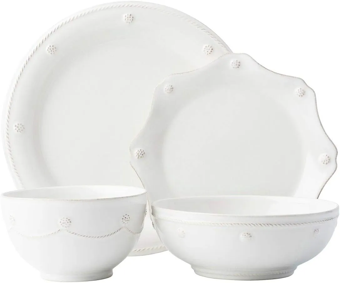 Juliska Berry & Thread 4pc Place Setting with 2 Bowls - Whitewash