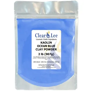 Kaolin Ocean Blue Clay Cosmetic Grade Powder - 100% Pure Natural Powder - Great For Skin Detox, Rejuvenation, and More - Heal Damaged Skin - DIY Clay Face Mask (2 lb)