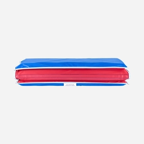 KinderMat, 1" Thick KinderMat, 4-Section Rest Mat, 45" x 19" x 1", Red/Blue with Grey Binding, Great for School, Daycare, Travel, and Home, Made in The USA