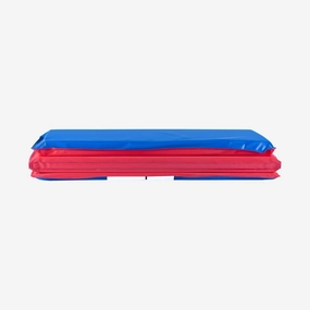 KinderMat, 5/8" Thick with Pillow Section, 4-Section Rest Mat, 45" x 19" x 5/8", Red/Blue with Grey Binding, Great for School, Daycare, Travel, and Home, Made in The USA