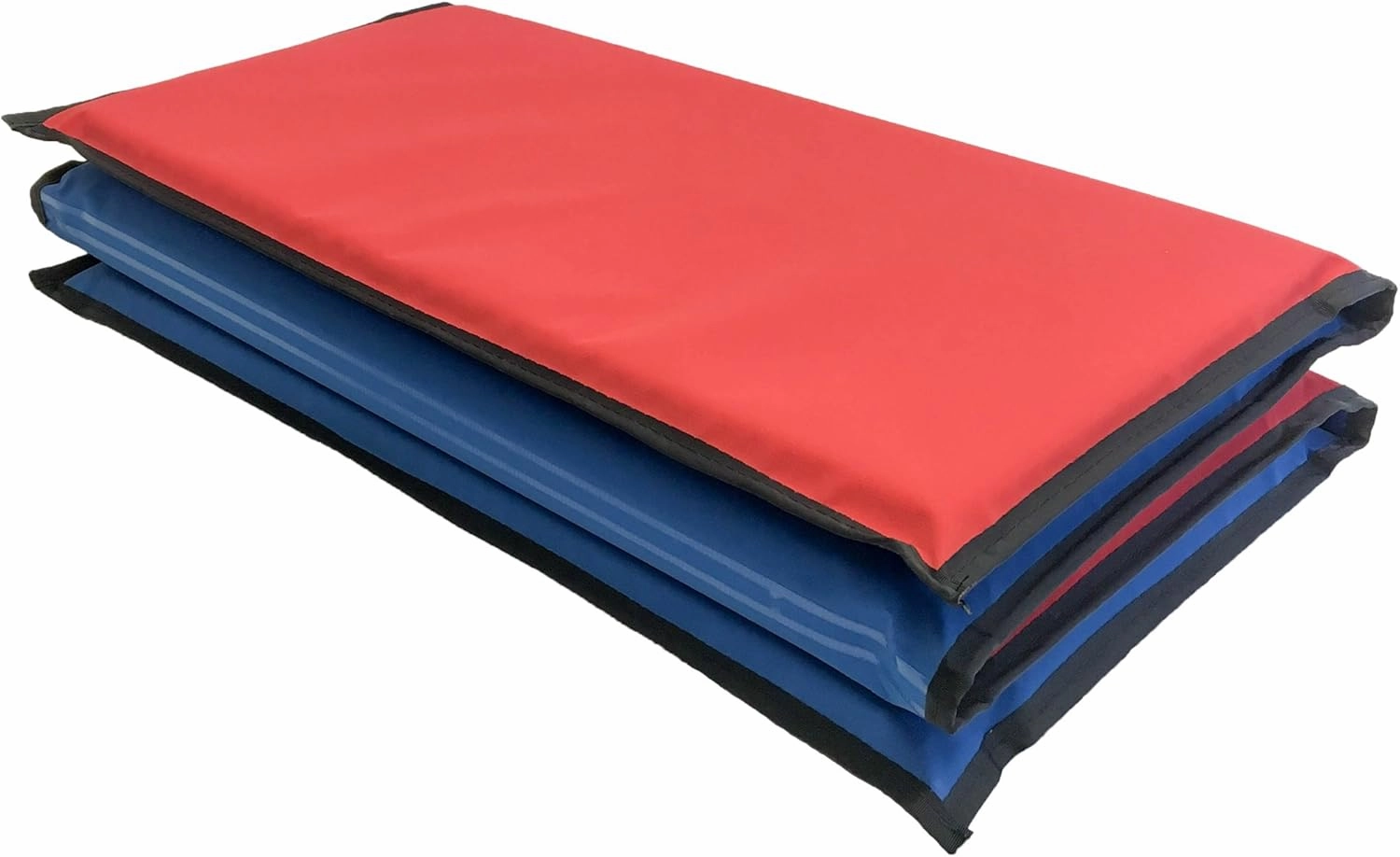 KinderMat, EnduroMat 1" Thick Rest Mat, 4-Section Rest Mat, 48" x 24" x 1", Red/Blue with Black Binding, Great for School, Daycare, Travel, and Home, Made in The USA