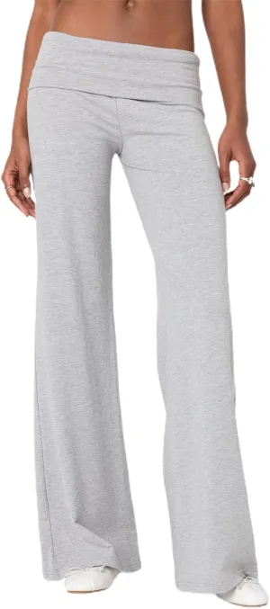 KMBANGI Women Skinny Pants Fold Over Bootcut Stretchy Yoga Flare Leggings Long Y2k Joggers Sweatpants Lounge Streetwear