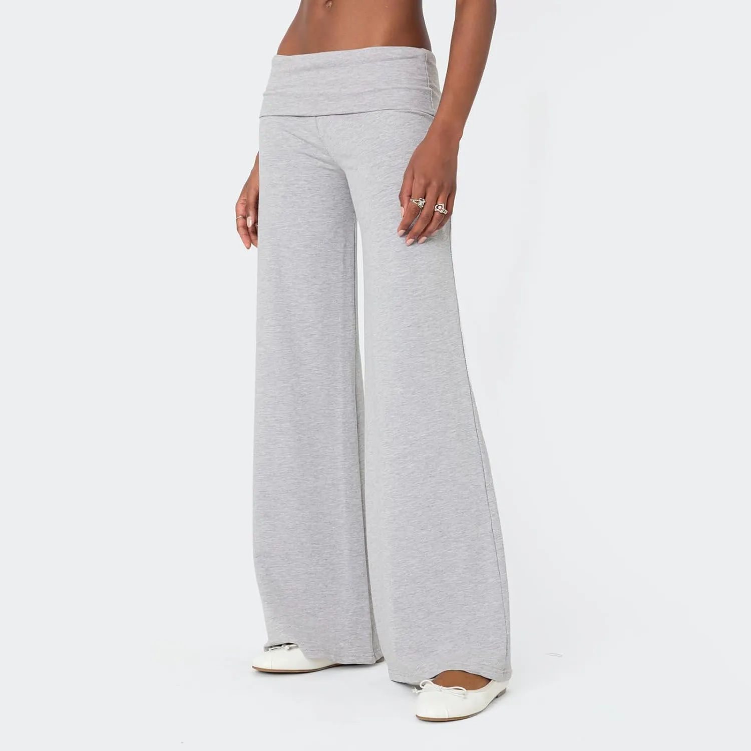 KMBANGI Women Skinny Pants Fold Over Bootcut Stretchy Yoga Flare Leggings Long Y2k Joggers Sweatpants Lounge Streetwear