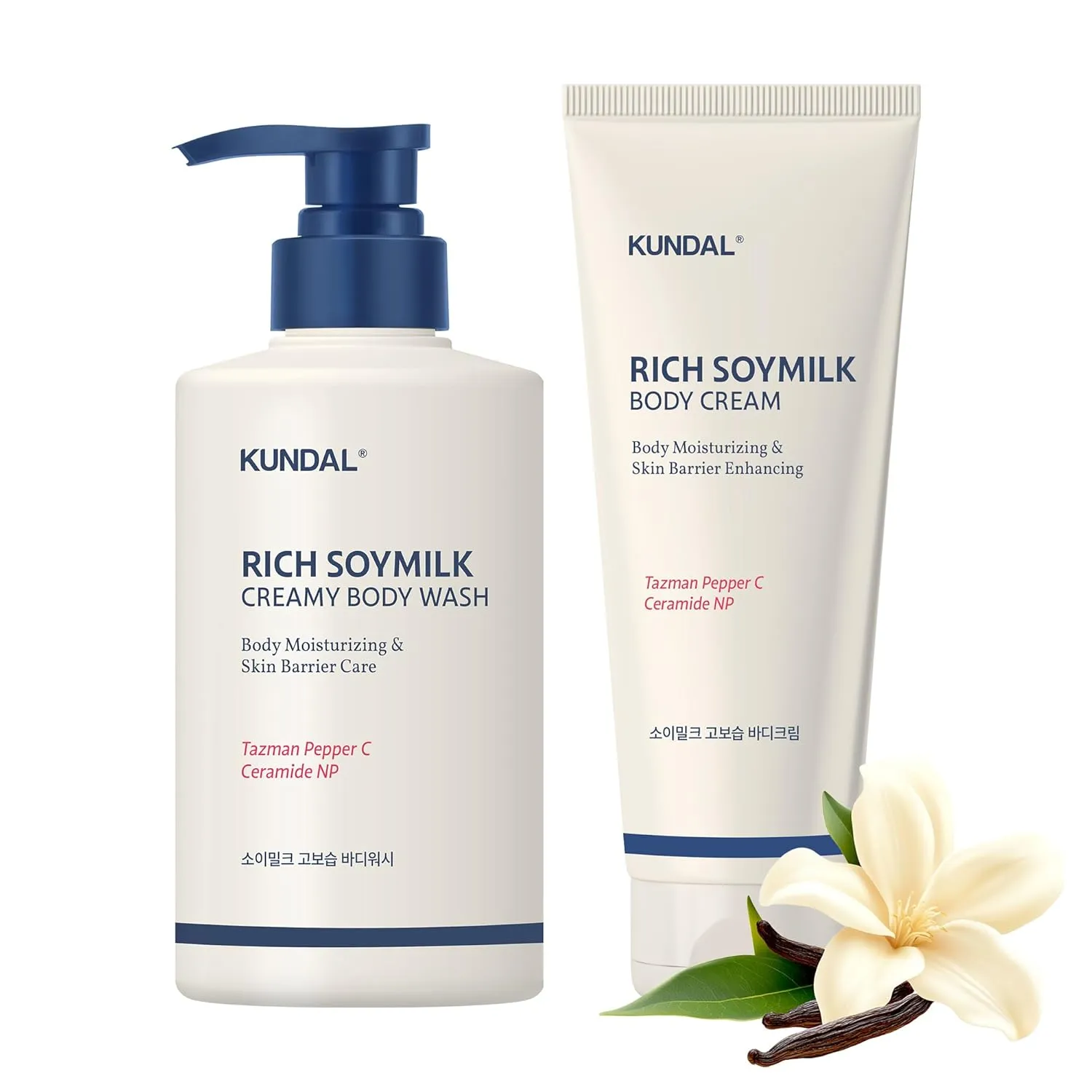 [KUNDAL] Rich Soymilk Creamy Body Care Set [Body Wash16.9 oz   Body Cream 6.76oz] - Mellow Vanilla