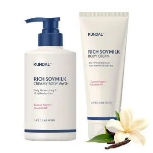 [KUNDAL] Rich Soymilk Creamy Body Care Set [Body Wash16.9 oz   Body Cream 6.76oz] - Mellow Vanilla