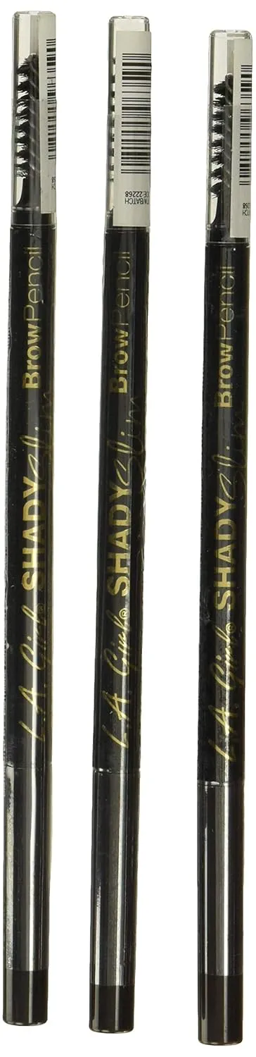 L.A. Girl Shady Slim Brow Pencil, Blackest Brown, 0.003 oz(Pack of 3)