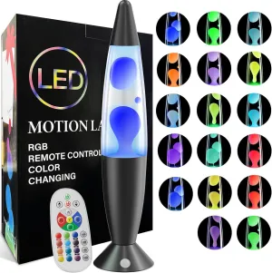 Large Black 17 Colors Changing LED Liquid Motion Lamps with Remote 16 Inch Giant Color Changing Lamp Relax Mood Night Light for Kids Adults Blue Red Pink Purple Green Classic Table Lamp for Boys Girls