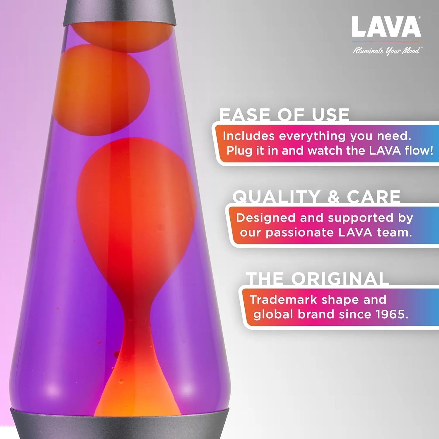 Lava® Lamp - 14.5" Purple Sunset - The Original Motion Light - Yellow Wax and Purple Liquid - Item #2635 (Amazon Exclusive)