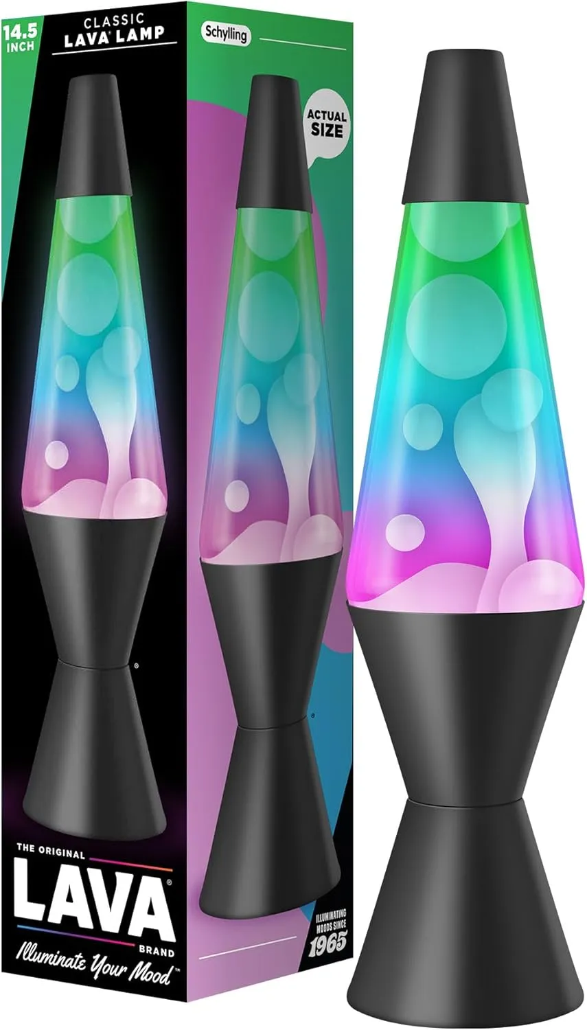 LAVA The Original Lamp - 14.5" Gunmetal Grey - Classic Liquid Motion Lamp - Tri-Colored Green/Blue/Purple - Item #2098 (Amazon Exclusive)