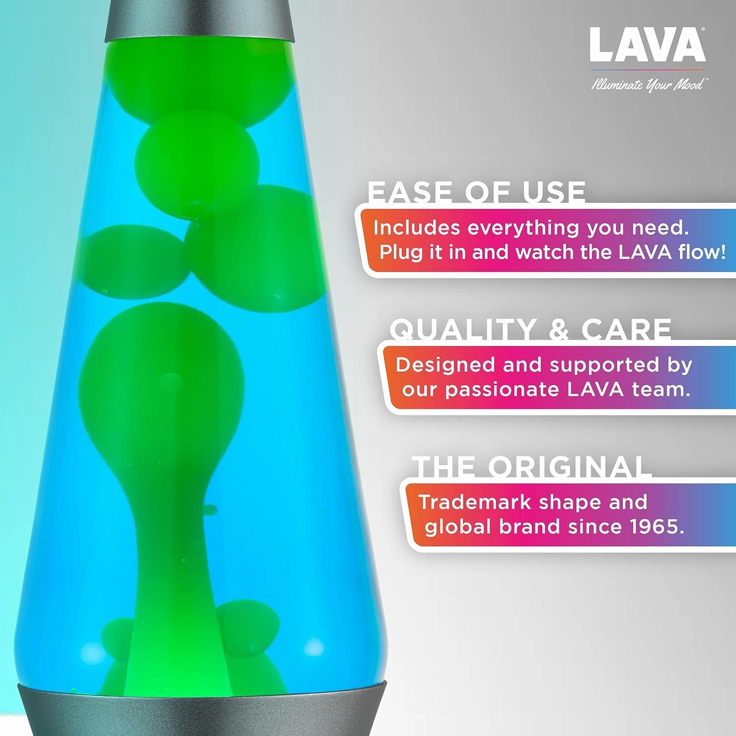 Lava® Lamp - 14.5" Deep Ocean - The Original Motion Light - Yellow/Green Wax and Blue Liquid - Item #2634 (Amazon Exclusive)