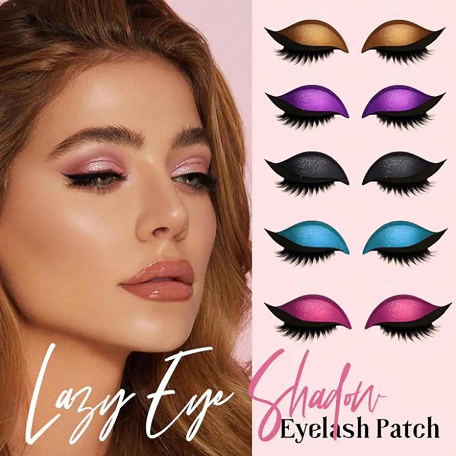 Lazy Eye Shadow Eyelash Patch, Eyeliner Sticker with Eyelashes, 2-in-1 Reusable Eyelashes & Eyeliner Stickers, Natural Reusable Colorful Eyelid Line Stencils Makeups Novice Tool (Blue*3)