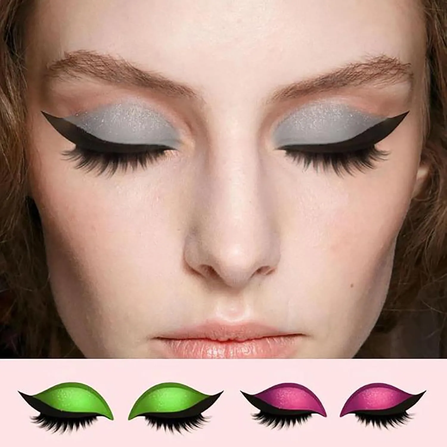 Lazy Eye Shadow Eyelash Patch, Eyeliner Sticker with Eyelashes, 2-in-1 Reusable Eyelashes & Eyeliner Stickers, Natural Reusable Colorful Eyelid Line Stencils Makeups Novice Tool (Blue*3)