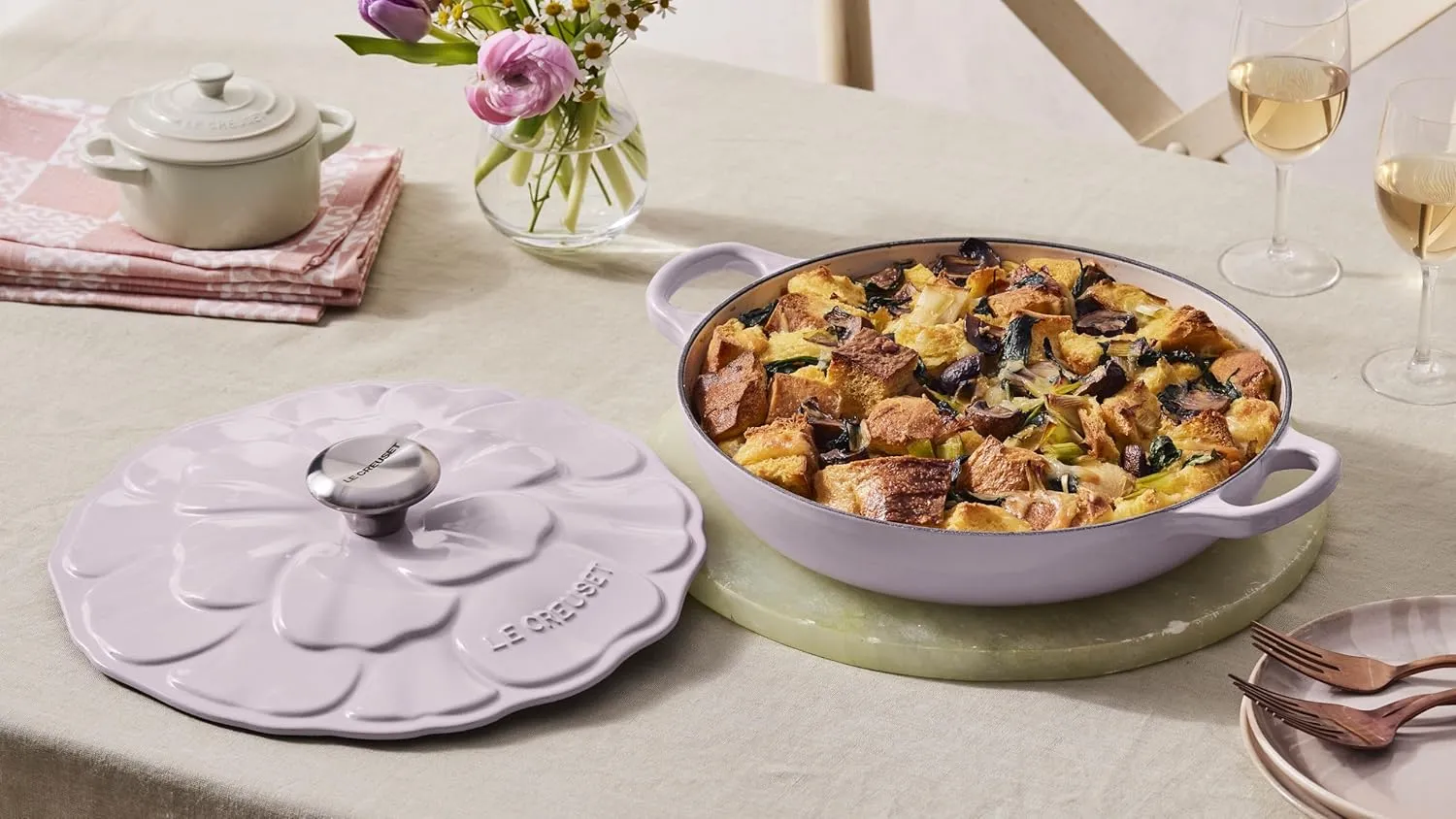 Le Creuset Signature Enameled Cast Iron Petal Braiser, 2.25qt., Coastal Blue