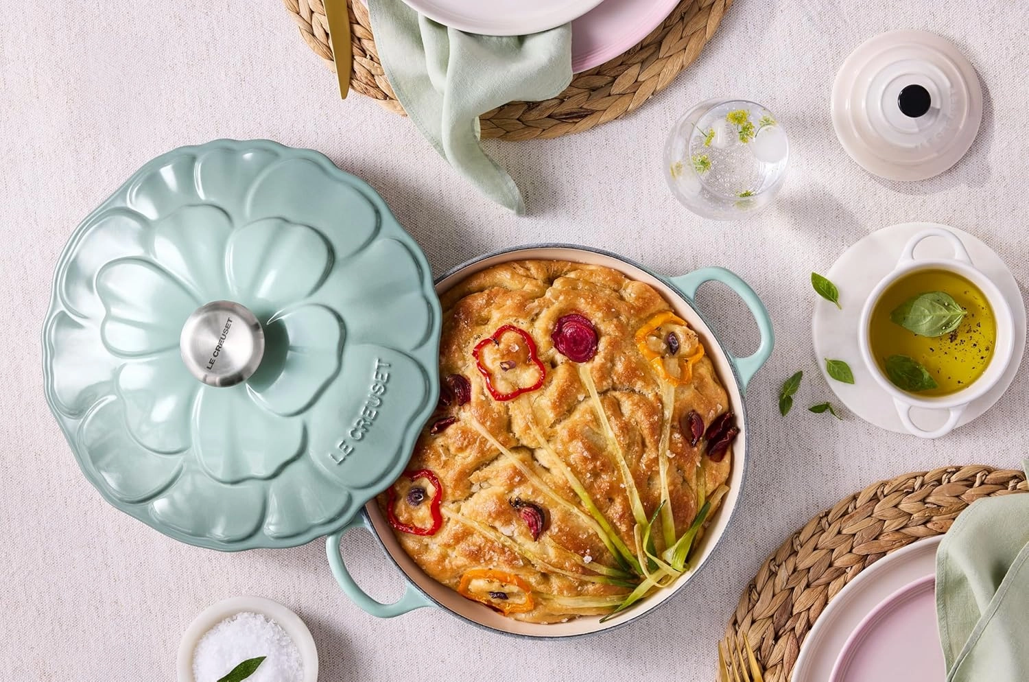 Le Creuset Signature Enameled Cast Iron Petal Braiser, 2.25qt., Coastal Blue