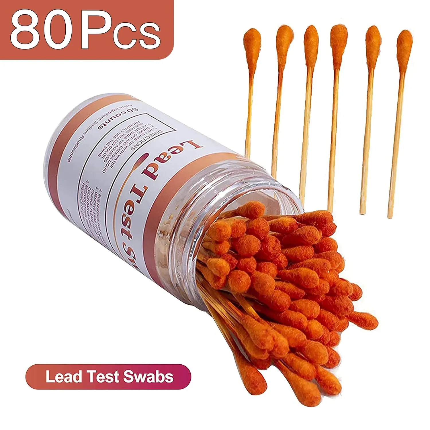 Lead Testing Kit with 80 Pcs Lead Test Swabs - Suitable for All Painted Surfaces, Dishes Toy Jewelry Metal Ceramics Wood - Rapid Test Results in 30 Seconds - Lead Paint Test Kit for Home Use (80 Pcs)