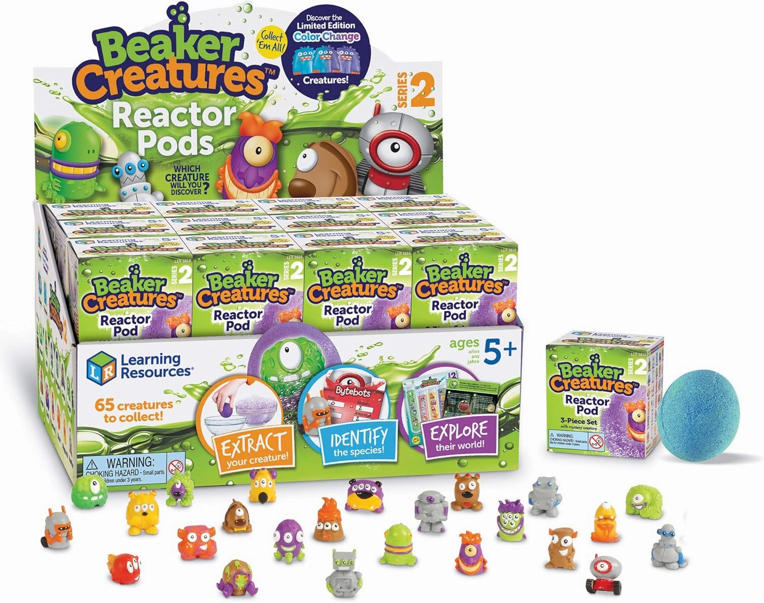 Learning Resources Beaker Creatures Reactor Pods Series 2, 24 Pack, Homeschool, STEM Science Toy, Ages 5 