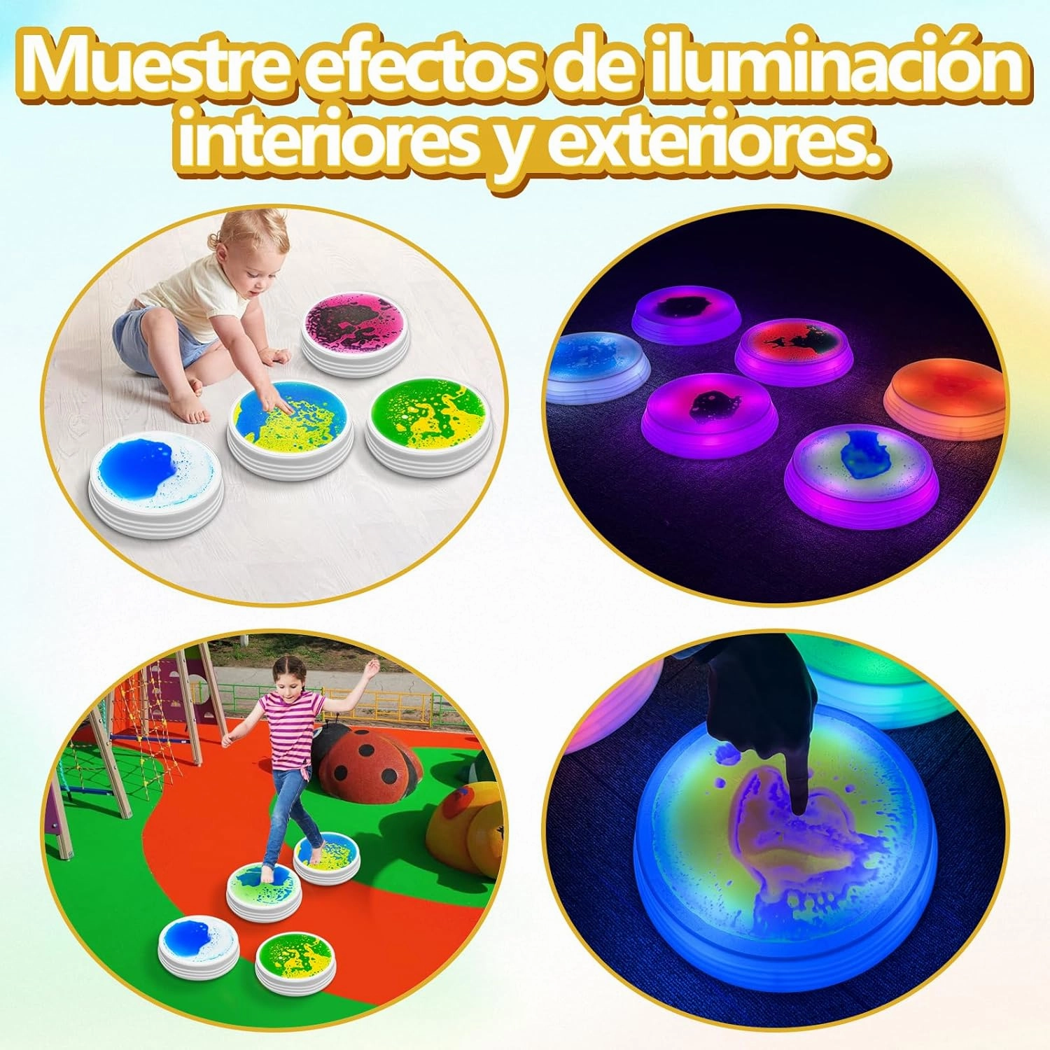 Light Up Liquid Stepping Stones - 1 Round Purple Liquid Stepping Stone, 7 Light Up Colors, Indoor Obstacle Training Balancing Stepping Stone Toy for Kids Ages 3 and Up.