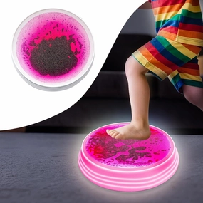 Light Up Liquid Stepping Stones - 1 Round Purple Liquid Stepping Stone, 7 Light Up Colors, Indoor Obstacle Training Balancing Stepping Stone Toy for Kids Ages 3 and Up.