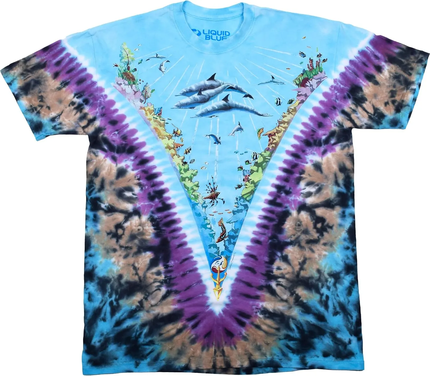Liquid Blue Men's Nature Underwater Dolphins Coral Reef