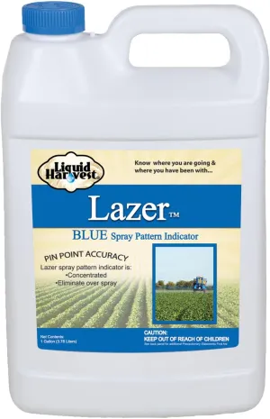 Liquid Harvest Lazer Blue Concentrated Spray Pattern Indicator - 1 Gallon (128 Ounces) - Perfect Weed Spray Dye, Herbicide Dye, Fertilizer Marking Dye, Turf Mark and Blue Herbicide Marker