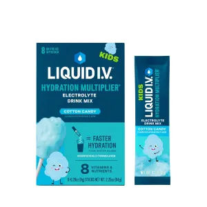 Liquid I.V.® Hydration Multiplier®  Kids - Cotton Candy | Electrolyte Powder Drink Mix | 2 Pack (16 Servings)
