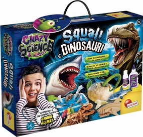 LISCIANI- Crazy Science Sharks and Dinosaurs, Ferocious Predators in a Science Kit, Multicoloured, 97586
