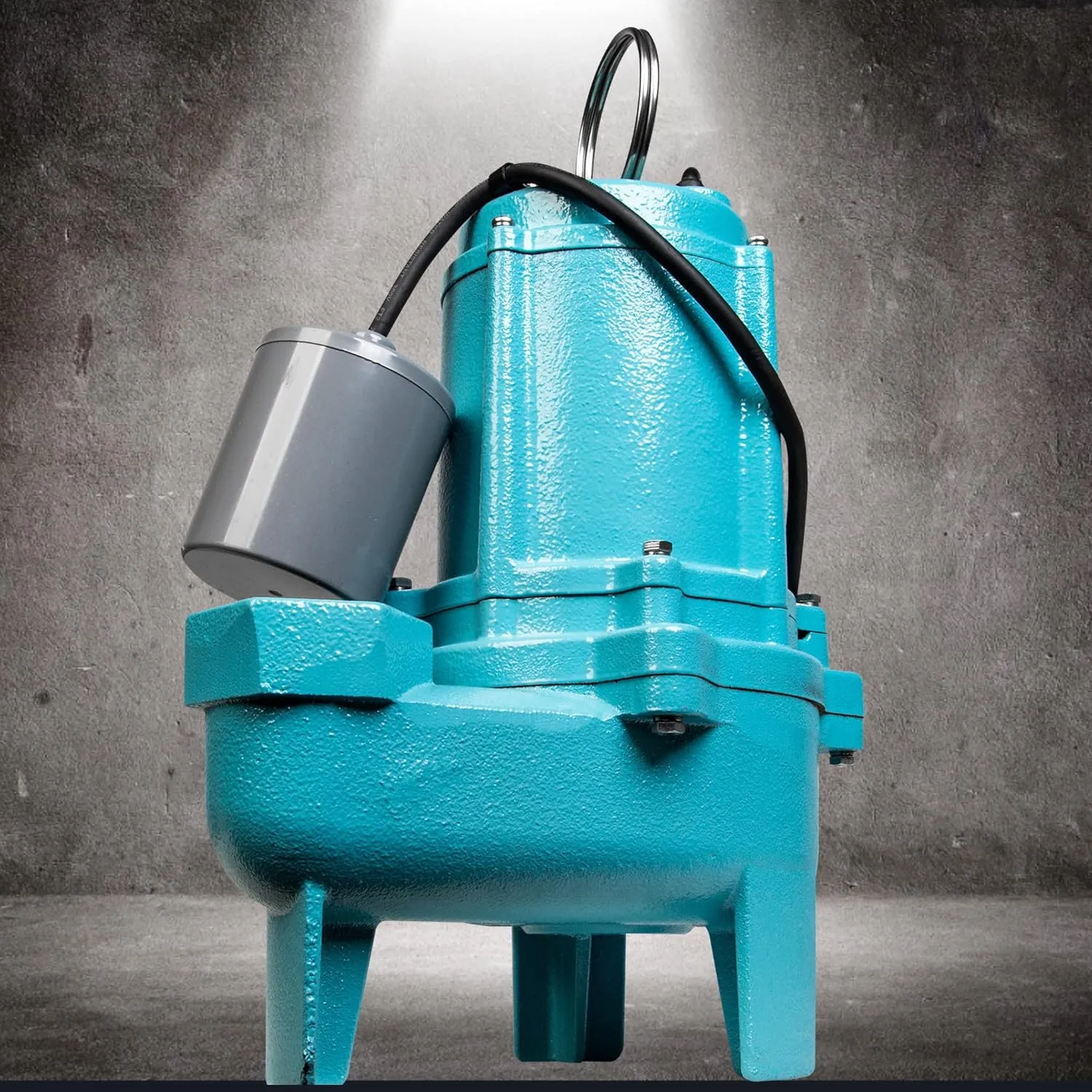 Little Giant 9SC-CIA-RF 115 Volt, 4/10 HP, 6000 GPH Epoxy-Coated Cast Iron Submersible Sewage Pump with Piggyback Tethered Float Switch, 20-Ft. Cord, Blue, 509412